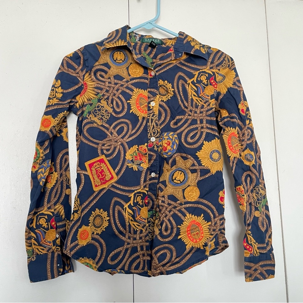 Ralph Lauren Button Up Shirt Womens Logo Design